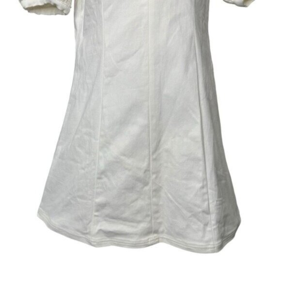 Hyacinth House NEW White Front Zip Denim Puff Sleeve Mini Dress Size Small - Picture 6 of 11